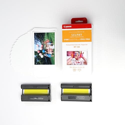 Canon RP-108 kit encre couleur pour imprimante Selphy au format carte postale (10cm x 14,8cm) origine canon garantie, 108 feuilles