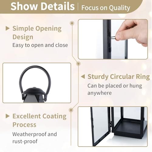 NUPTIO Lanternes Decorative Lanterne Jardin, Porte-Bougie Métal Lanterne Suspendue Rustique 26cm Haut, Lanterne Bougie Exterieur Interieur, Grande Lanterne Bougeoir pour Patio Cour Fête Mariage