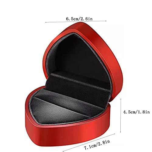 Boîte de Bague de Mariage, Boîte à Bague en Forme de Cœur en Velours, Forme de Coeur Boîte de Bague de Stockage de Mariage Saint Valentinpour Mariage, Fiançailles, Saint-Valentin (Rouge)