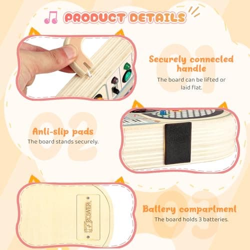 Ovshnrr Montessori Busy Board, Tableau Montessori Magnétophones Planche d'activités, Interrupteur de Circuit LED Jouets Sensoriels, pour Motricit Enfant Parcours de 1 à 3 Ans