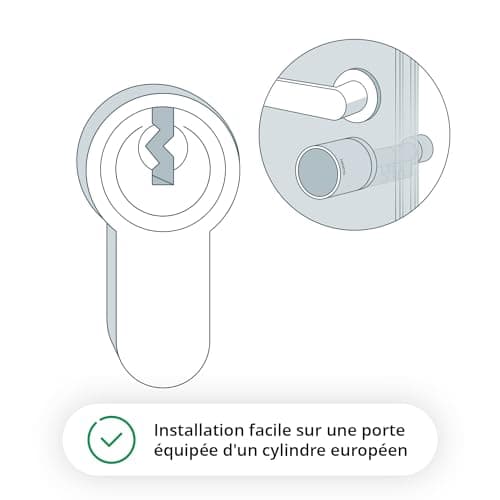 Netatmo Doorlock, Serrure et Clés Intelligentes, Accès par Smartphone ou Clé NFC sécurisée, Partage d’accès avec vos invités, Cylindre européen universel connecté EN15684, Bluetooth BLE chiffré,NDL-EC