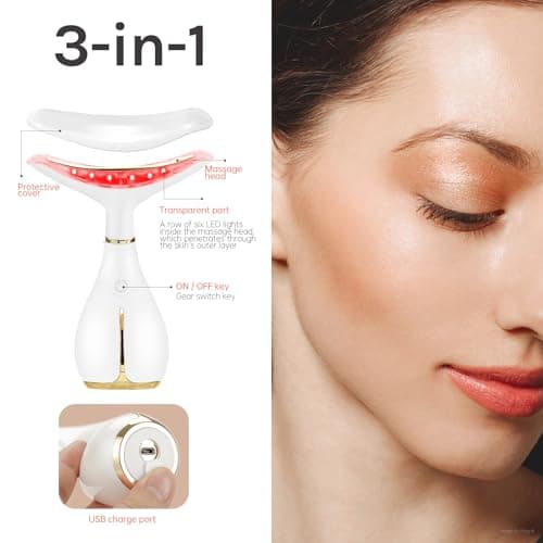 Ms.W Appareil Anti Rides Visage, Beauté Appareils Lifting Massage Visage, Soin Anti-âge de Peau Appareil, Tonification Pour Le Visage Raffermissement Levage Cou, Réduction des Pores, Rechargeable