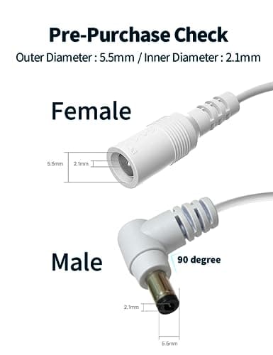 Câble d'Extension DC Tonton 2M, Adaptateur d'alimentation 5,5mm x 2,1mm, Câble d'Extension DC 5V~24V, Prise 5521 vers Connecteur pour Caméra de Surveillance, Caméra IP, DVR, Bande LED Blanc 2M