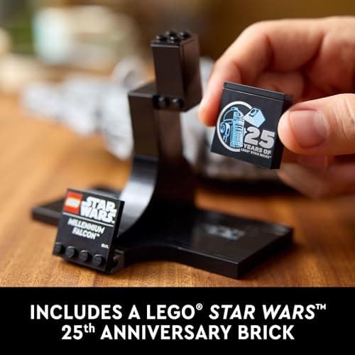 LEGO Star Wars Millennium Falcon A New Hope 25th Anniversary Collectable Model – Kit de construction à faire soi-même pour adultes, hommes et femmes, à partir de 18 ans – avec présentoir – Cadeau Star