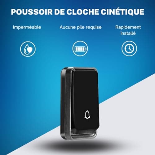 Bell4U Sonnette sans fil exterieur etanche - 2 destinataires - sonnette sans fil auto-alimentée 100 m, sonnette électronique étanche IP65, carillon lumineux LED, 52 mélodies, 4 niveaux de volume