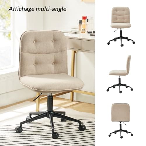 HULALA HOME Chaise de Bureau, Chaise Pivotante, Chaise de Bureau Vintage, Réglable en Hauteur et Ergonomique pour Salon et Bureau, Beige