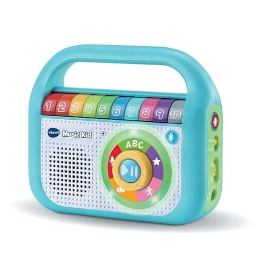 VTech - Music'Kid, Baladeur Musical Enfant, Enceinte Bluetooth Lumineuse avec Comptines, Chansons Éducatives et Relaxantes, Enregistreur Vocal, Cadeau Enfant Dès 2 Ans - Contenu en Français