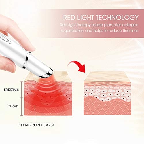 TOUCHBeauty Massage des Yeux Appareil, 3 en 1 Anti Age Masseur Oculaire Anti-âge Chauffant 40°C avec Vibration à Haute Fréquence et Lumière LED Rouge pour élimine les Rides Cernes et Poches AG-1980K
