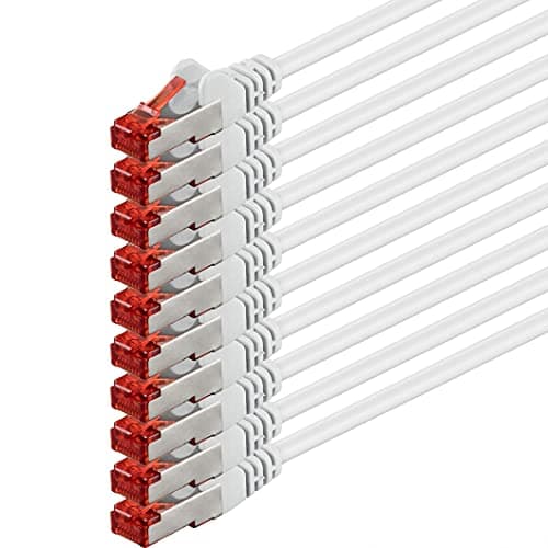 1aTTack.de 10x 1m - Câble réseau Cat 6 Câble patch Cat6 RJ45 SFTP - Blanc