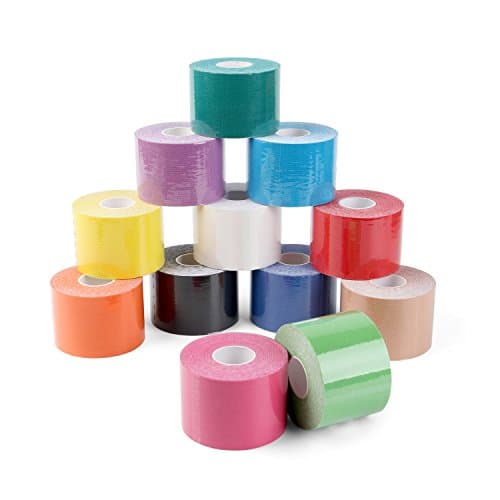 PHYTOP Bande Kinesiologie Tape 12 rouleaux Strap Kinesiologie en couleurs mélangées arc-en-ciel, K Tape pour le Sport, Support Musculaire et Articulaire