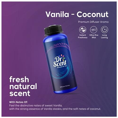 Dr Scent Diffuser Aroma Vanilla Coconut - Transform Your Space into a Tropical Oasis of Relaxation and Bliss (500ml)