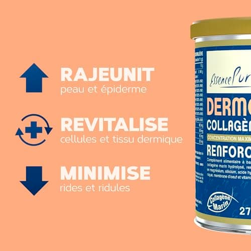 Collagene Marin Poudre 275g | Peptide de Collagene Hydrolysé Peptan 5000mg Collagène Marin Acide Hyaluronique, Ovomet et Biotine | Complément Alimentaire Peau Dermo Essence Pure | Api-Nature