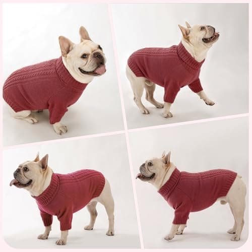 KONVINIT Pull Chien Pull pour Chien Col Roulé Tricot Chien Jumper Hiver Tricot Pullover pour de Petite,Moyenne et Grande Taille