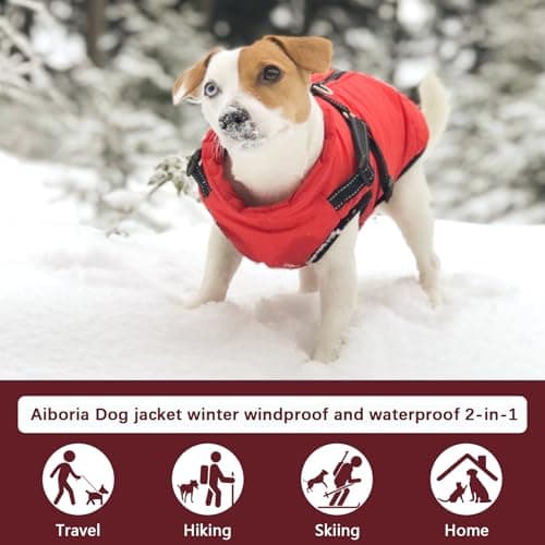 Aiboria Manteau d'hiver pour Chien Coupe-Vent Imperméable 2 en 1 Chiot Petit Gilet avec Harnais Veste Chaud Rembourré pour Chien Manteaux Imperméables pour Chiens Vêtements d'hiver pour Chiens