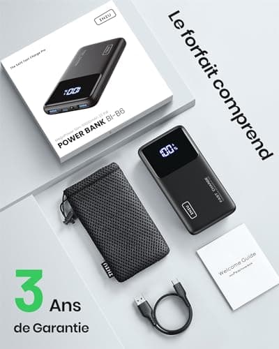 INIU Batterie Externe, 22.5W 10000mAh Power Bank, Batterie Portable USB C Input & Output PD3.0 QC4.0 Charge Rapide Powerbank Compatible avec iPhone 16 15 14 13 12 Pro Max Plus Samsung iPad Pro etc