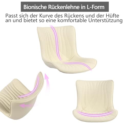 YOUTASTE Chaise de Bureau, Fauteuil Ergonomique avec Cuir PU, Chaise Pivotante avec roulettes & Dossier, Réglable en Hauteur et Fonction Bascule, pour Bureau, Chambre, Capacité 136kg, Beige