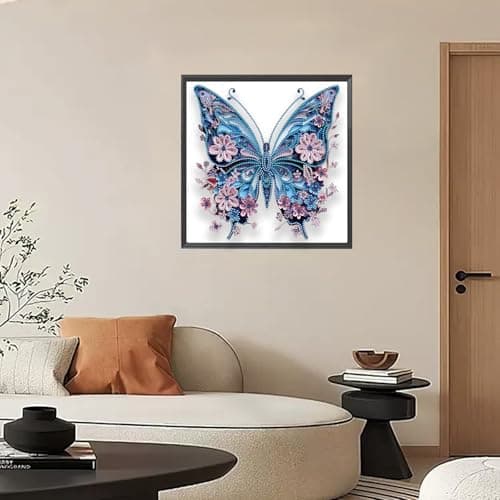 Aikeis DIY Diamant Art Pendentif Peinture à Suspendre Papillon Violet Cristal Spécial Pierre Précieuse Bricolage Peinture Kit de Peinture Décor de Mode