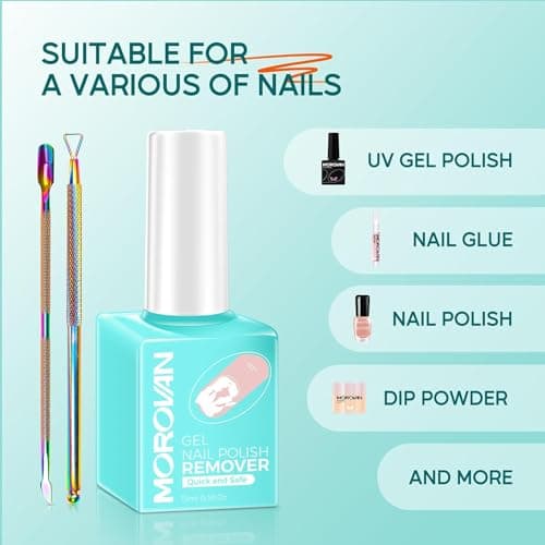 Morovan Uv Dissolvant Vernis Semi Permanent Set: 15 Ml Dissolvant Semi Permanent Grattoir Pour Ongles En Gel Inclus Sûr Et Rapide Contient Du Gel Uv Kit Depose Vernis Semi Permanent