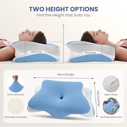 JINXIA Oreiller en Mousse à Mémoire de Forme, Oreiller de Contour Cervical pour Les Douleurs aux épaules,Oreiller Orthopédique Ergonomique de Soutien du Cou pour Dormeurs sur Le Côté