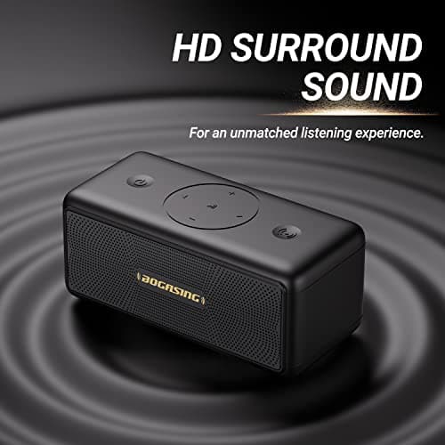 BOGASING Enceinte Puissante M5, 40W Surround Stéréo, Basses Profondes Haut Parleur, Autonomie 30 h, Bluetooth 5.3, Étanche IPX7, EQ, AUX, TF Carte, USB, sans Fil Portable pour d'Extérieur
