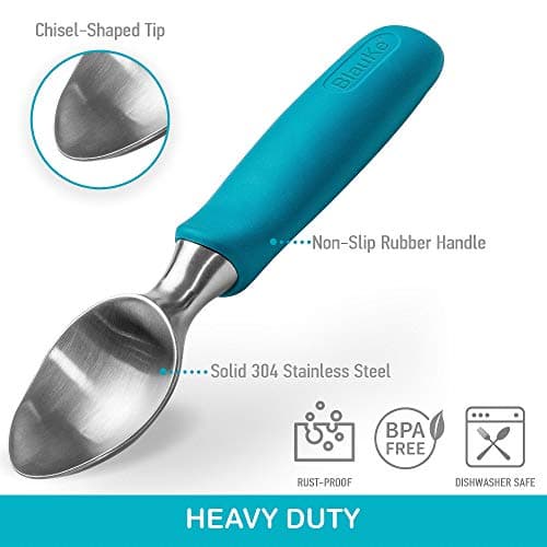 BlauKe® Cuillère à Glace en Acier Inoxydable avec Poignée Antidérapante Confortable – Cuillère Pelle à Crème Glacée Professionnelle – Sorbetiere Bouleuse Portionneuse à Glace – Idée Cadeau