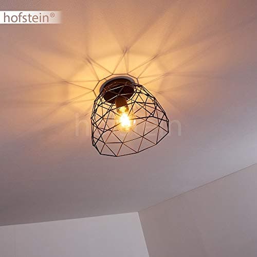 Plafonnier Hajom en métal noir, luminaire moderne créant un motif lumineux géométrique au plafond, pour 1 ampoule E27, ampoule(s) non incluse(s)