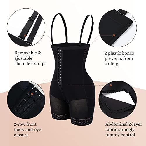 YIANNA Gaine Ventre Plat Femme Invisible Amincissante Body Gainant Sculptant Shapewear Bodysuit Fajas Colombianas Shaper Combinaison Noir M 7243