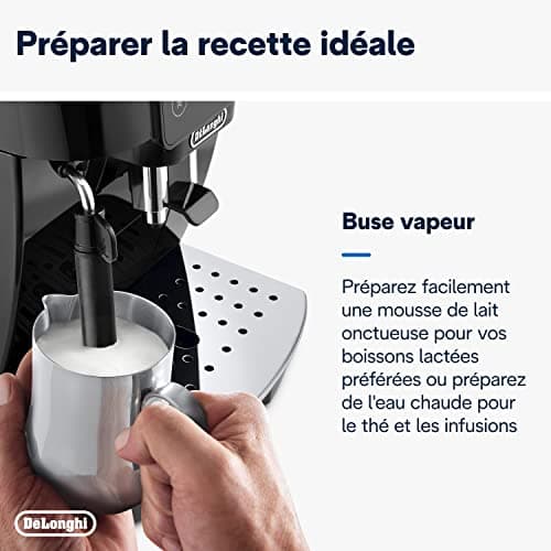 De'Longhi Magnifica Start ECAM222.20B, Machine à Café Automatique avec Buse à Lait, Machine à Espresso à Grains avec 4 Recettes Personnalisées, Panneau de Commande Soft-Touch, 1450W, Noir