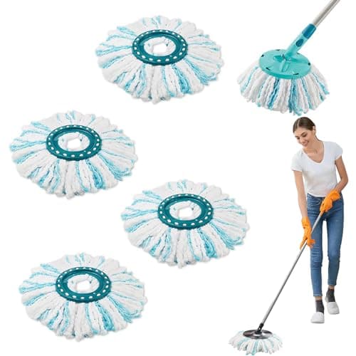 4 Pièces pour Leifheit Têtes de Rechange Clean Twist Disc Mop Franges de Remplacement en Microfibres pour Un Nettoyage Efficace des Particules de Saleté, Lavage Sol.