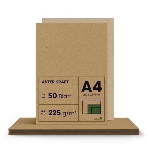 Netuno 50x papier kraft 225g A4 210 x 297 mm Aster Kraft carton kraft carton brun papier recyclé carton de bricolage papier vintage pour brochures billets d'entrée passe-partout cartes postales