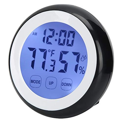 HERCHR Réveil de Voyage, Horloges Numériques LCD Horloge Digitale avec Température, Humidité pour Voyages, Chambre, Bureau, Reveil Matin a Piles