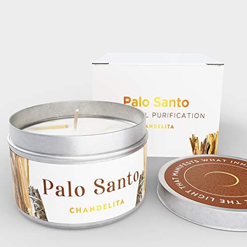 Chandelita Bougie Parfumée au Palo Santo pour la Purification de L'énergie, la Guérison et le Nettoyage Spirituel avec Cire de Soja pour la Relaxation, la Méditation et la Guérison des Chakra