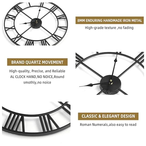Mee 2ou Horloge Murale Design Moderne et Vintage, Silencieuse sans Tic-Tac, Grande Horloge Murale Géante XXL, Disponible en 40 cm, 47 cm, 60 cm, 80 cm, 100 cm, Idéale pour Le Salon Cuisine Bureau