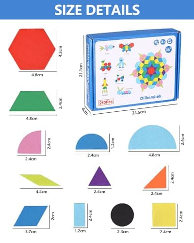 Puzzle en Bois-Tangram 210PCS,Jouets éducatifs Classiques-Jouets Montessori,Bois Scie Sauteuse Éducatif Géométrique Jeu,30 Pcs Cartes de Conception et Sac de Rangement pour Enfants