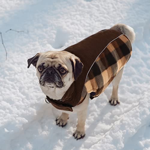 CITÉTOILE Manteau Chien Coupe-Vent, Manteau Veste pour Chien d'hiver Réversible, Veste vêtement d'hiver Chaud pour Chiens Petit Moyen Grand, Réfléchissants, Manteaux Polaire Chien, Marron, XS