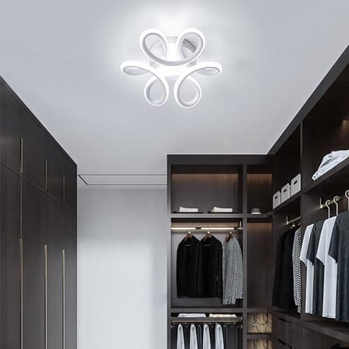 Dorlink Plafonnier LED Fleur, 22W 1980LM Luminaire Plafonnier Petit, Lampe de Plafond LED Moderne, Plafonnier Salon Blanc, 6500K Blanc Froid Plafonnier Chambre, Couloir, Cuisine, Ø24CM