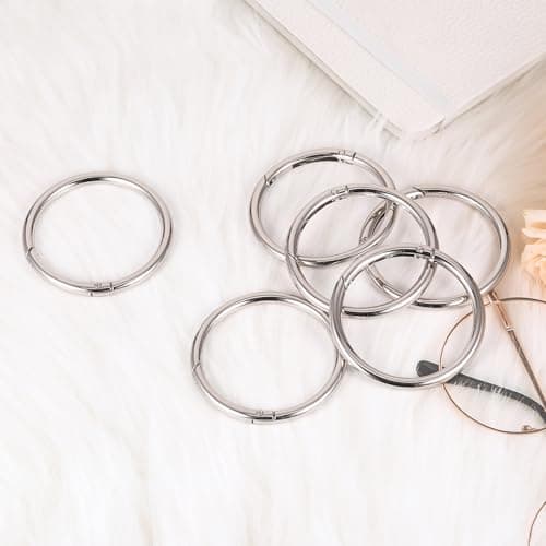 WUISOLQP Lot de 6 mousquetons ronds - 60 mm - En alliage de zinc - Grand mousqueton rond - Anneau rond - Porte-clés - Pour sac, sac à main, bricolage, artisanat - Argenté