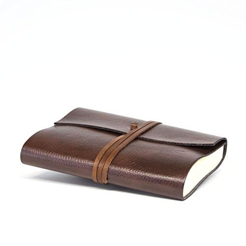 Tivoli A5 Journal Intime/Carnet de Notes RECHARGEABLE en cuir recyclé de fabrication artisanale Italienne, Cadeau Spécial, Journal de Voyage, Notebook A5 (15x21 cm) Brun