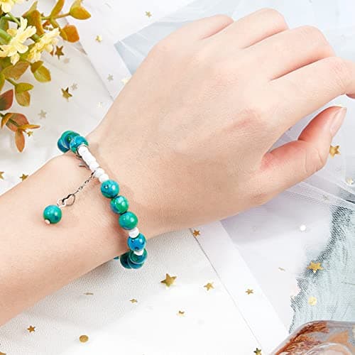 OLYCRAFT Environ 93~99pcs Perles de Chrysocolle Naturelles 8mm Perles de Pierres Précieuses Rondes avec Trou Dyed Perle Pierre Naturelle Perles en Vrac pour Bracelet Collier Fabrication de Bijoux