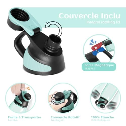 Fjbottle Bouteille d'eau 1,2L avec Couvercle Magnétique, Grande Gourde d'eau sans BPA, Bouteille de Boisson Étanche pour Gym, Demi-Gallon Bouteille d'eau pour Fitness, Sports,