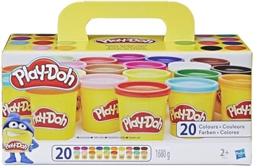 Play-Doh, 20 Pots de Pâte à Modeler avec des Couleurs Différentes, Jeu Éducatif pour Filles et Garçons dès 2 ans, Cadeau pour Anniversaire, Jouet de Noël pour Enfants, Activité Créative