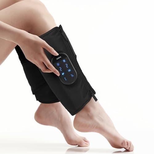 HubiCare Masseur de jambes et de mollets, masseur de compression avec 4 modes, 3 intensités, chaleur, vibration, rechargeable, taille réglable, adapté à la relaxation des jambes (paire)