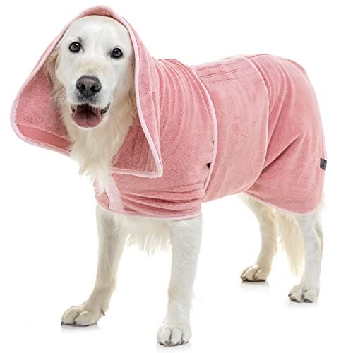 Lucky Paws® Peignoir Chien - Peignoir pour Chien à Double Couche - Peignoir Chien Super absorbante et Serviette pour Chien Ultra Douce en Un Seul Accessoire Chien Luxueux (M, Rose poudré)