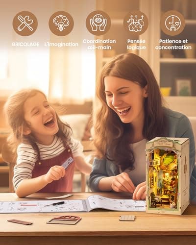 ROBOTIME Book Nook Coin Floral avec Lumières LED, Booknook Maison Miniature a Construire, Nook Book Kit Bibliothèque, Cadeaux pour Adultes et Enfants