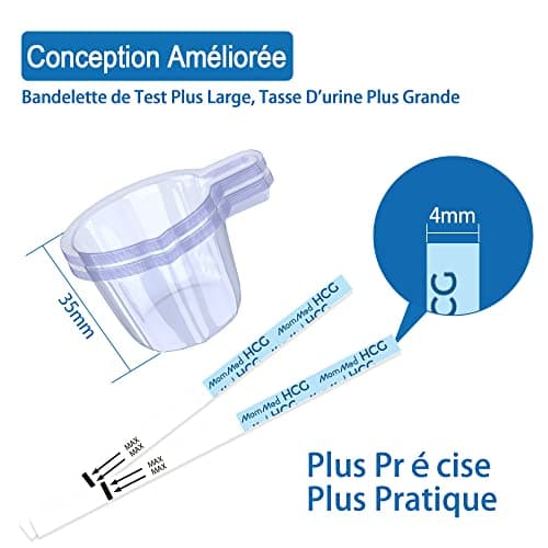 Test de Grossesse MomMed (HCG20), 20 Test de Grossesse avec 25 Gobelets d'Urine, Résultats Rapides et Précis de 25 mUI/ml, Tests de Grossesse Précoce à Domicile