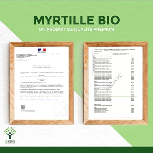 Myrtille Bio - Bioptimal - Complément alimentaire - Clarté visuelle Yeux Antioxydant Circulation - Lutéine Zéaxanthine Vitamine - 240 mg par Gélule - Fabriqué en France - Certifié Ecocert - 60 Gélules