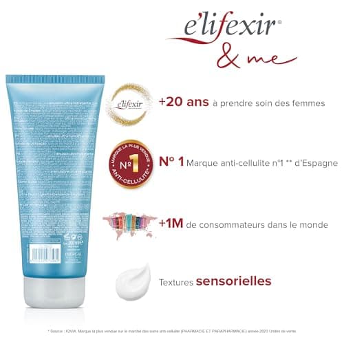Elifexir Crème Anti-vergetures Répare, Prévient et Élimine les Vergetures et Cicatrices + Élasticité, Hydratante - 200 ml