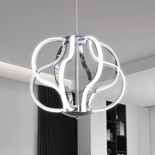 ZenithBeam Led Moderne Lustre Salon, Chrome Suspension Luminaire Avec TéLéCommande, Ligne De Lampe De DéCoration Artistique à Intensité Variable 40W 8 LumièRes Lustre Chambre Pour Salon, Cuisine