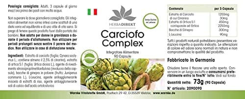 Capsules d'artichaut - à l'ortie et au genièvre - végétalien - 90 capsules | Herba Direkt - Qualité des pharmacies allemandes