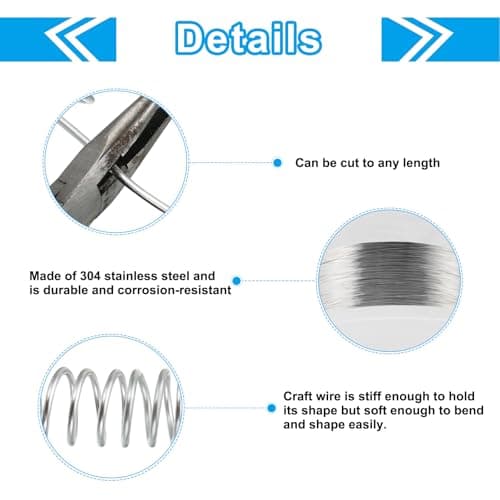PATIKIL Fil en Acier Inoxydable 304, 100 Mètres, 0,1 mm, 38 Gauge, Fil de Bijoux Souple pour la Fabrication de Bijoux, Bracelets, Perles, Artisanat DIY, Argent